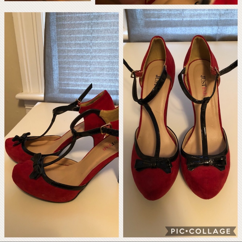 Just Fab Size 9 Red t-strap stilettos 👠